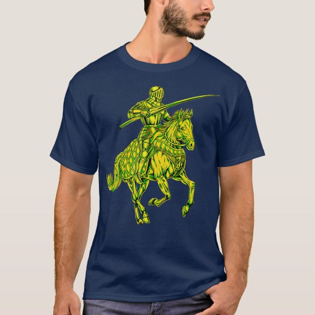 Medieval Knight on Horseback  Jousting T-Shirt (Front)