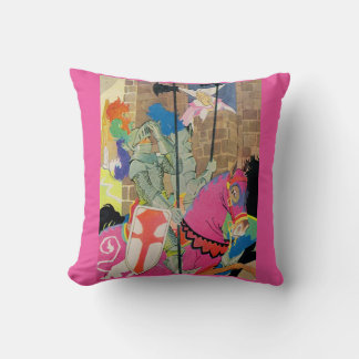 medieval knight on horseback throw pillow