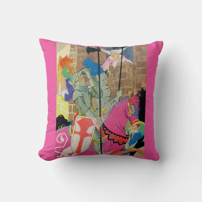 medieval knight on horseback throw pillow (Front)