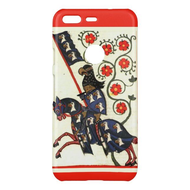 Medieval knight on horseback uncommon google pixel case (Back)