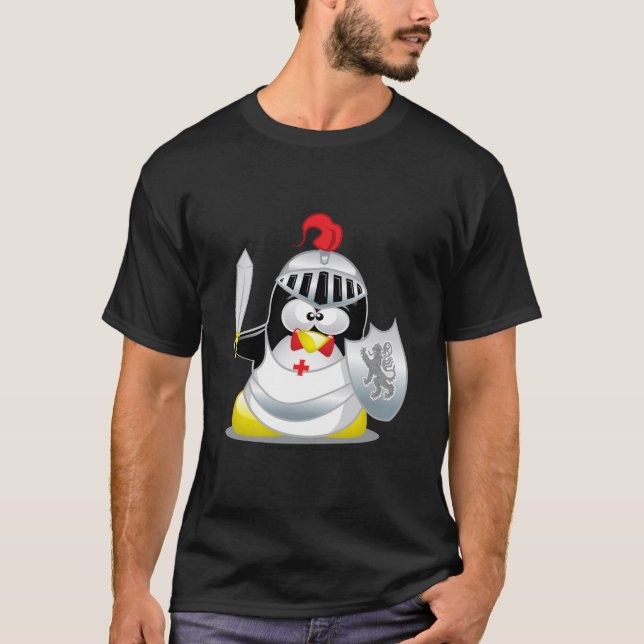 Medieval Knight Penguin T-Shirt (Front)