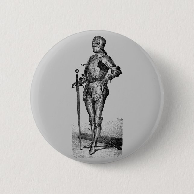 Medieval Knight Pinback Button (Front)