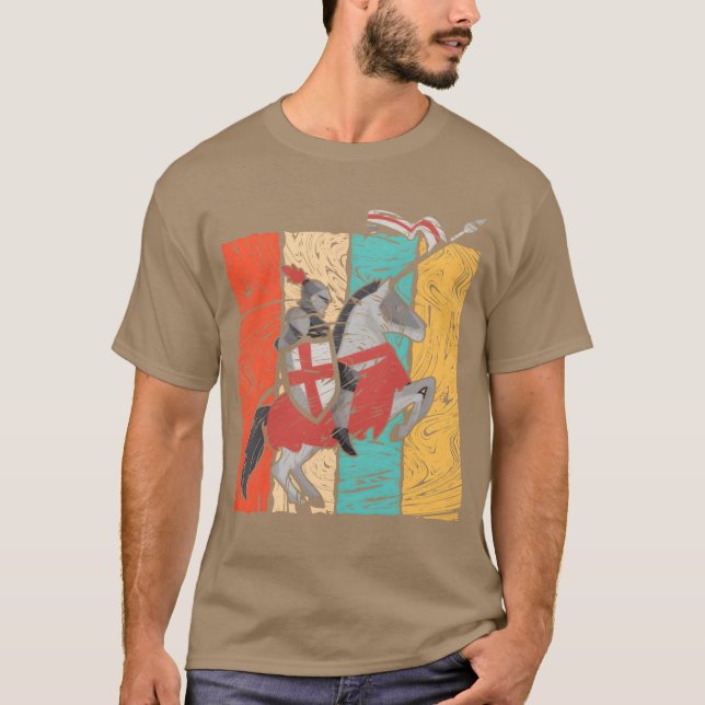 Medieval Knight Retro Horse Riding friends T-Shirt (Front)