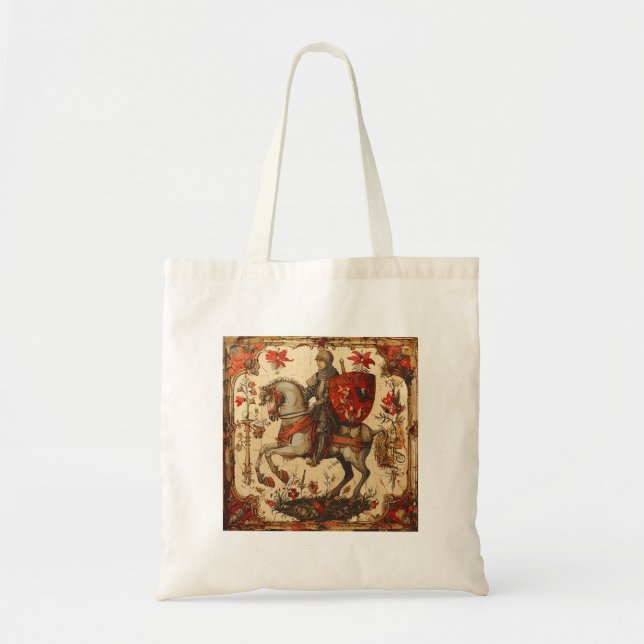 Medieval Knight riding a horse Tote Bag (Front)