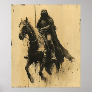 Medieval Knight Riding Horse Poster