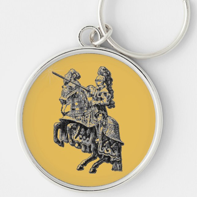 Medieval Knight Round Fantasy Key Chain (Front)