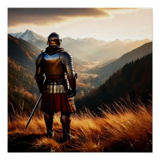 Medieval Knight’s Vigil at Sunset