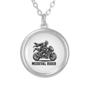 Medieval knight silver plated necklace