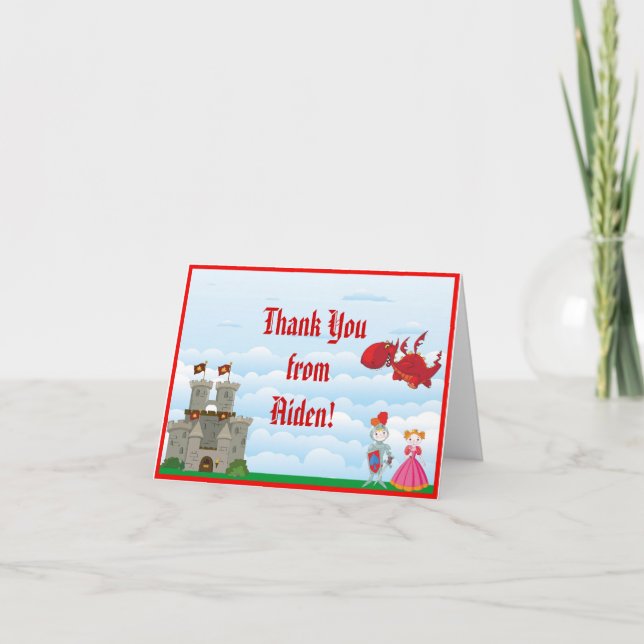 Medieval Knight Thank You Note Card (Front)