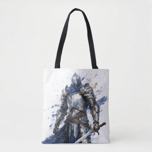 Medieval Knight with Blue Cape Tote Bag