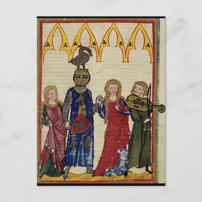 Medieval Knight With Goose On His Head Postcard (Front)