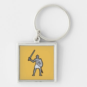 Medieval Knight With Sword Keychain by LVMENES at Zazzle