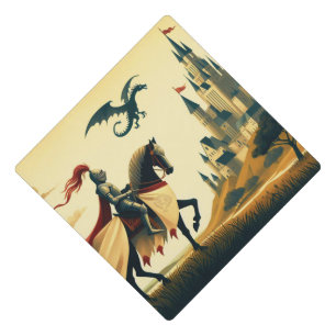 Medieval Knight/wyvern/castle fantsy Graduation Cap Topper