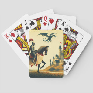 Medieval Knight & wyvern fantasy Poker Cards
