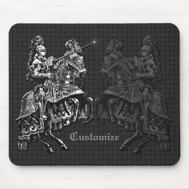 Medieval Knights Black & White Mouse Pad (Front)