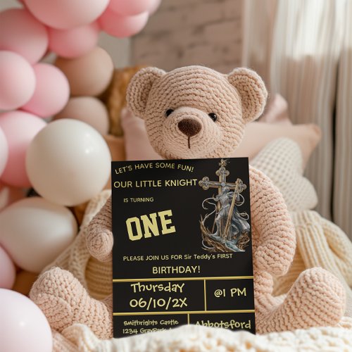 Medieval Knights First Birthday Invitation