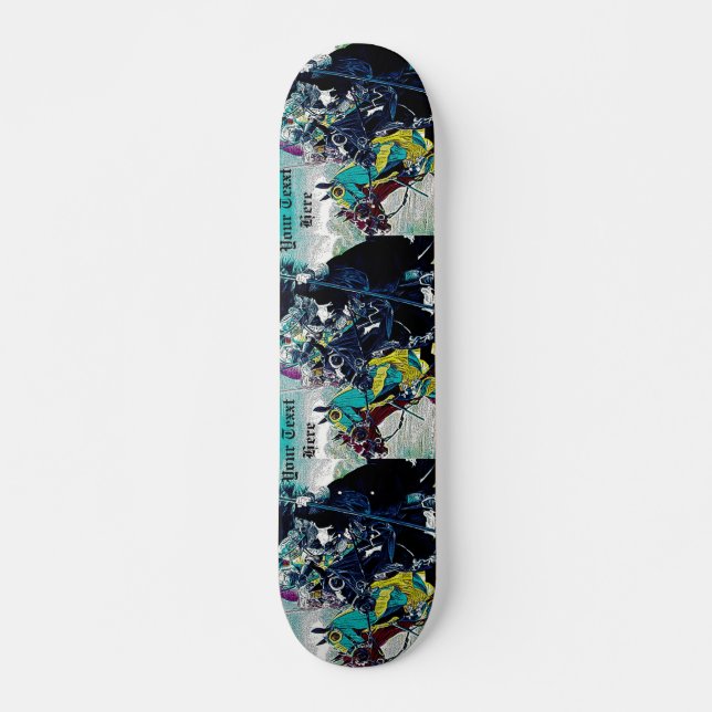 medieval knights jousting horses historic art skateboard (Front)