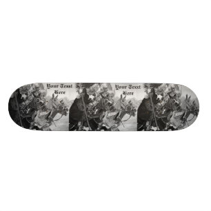 medieval knights jousting horses historic art skateboard