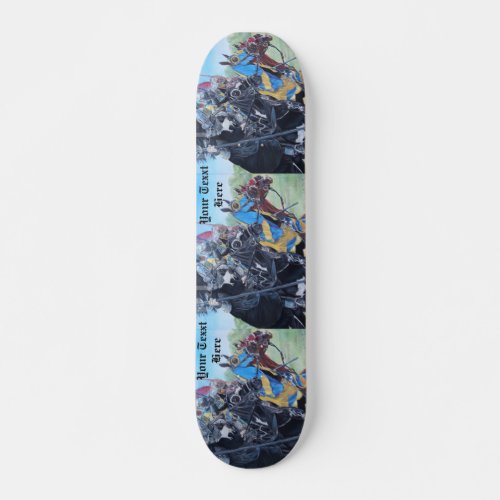 medieval knights jousting horses historic art skateboard