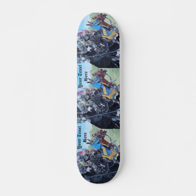medieval knights jousting horses historic art skateboard (Front)