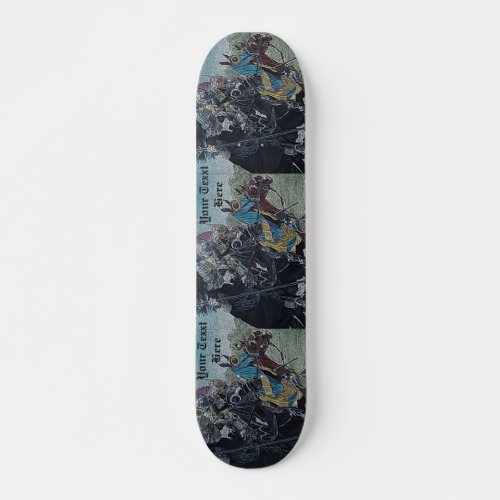 medieval knights jousting horses historic art skateboard deck