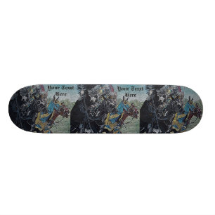 medieval knights jousting horses historic art skateboard deck