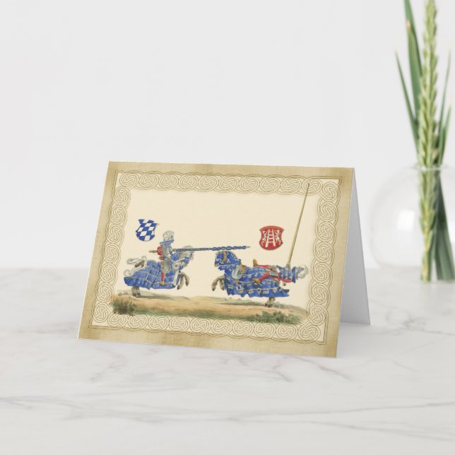 Medieval Knights Jousting in full barding and armo Card (Front)