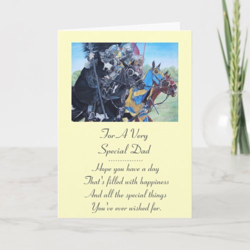 medieval knights jousting on horses art card