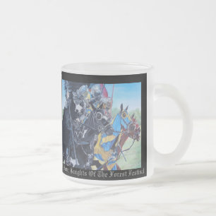 medieval knights jousting on horses frosted glass coffee mug