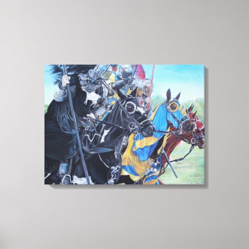 medieval knights jousting on horses historic art canvas print