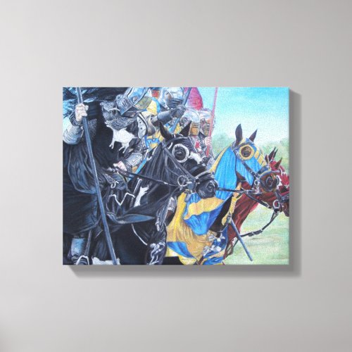 medieval knights jousting on horses historic art canvas print