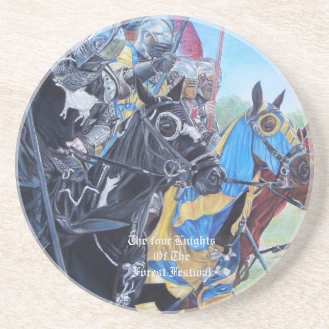 medieval knights jousting on horses historic art coaster (Front)