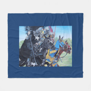 medieval knights jousting on horses historic art fleece blanket