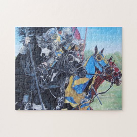 medieval knights jousting on horses historic art jigsaw puzzle