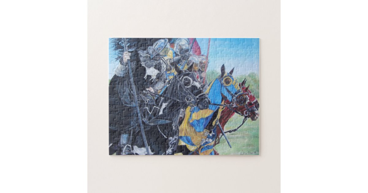 Medieval Knights Jousting On Horses Historic Art Jigsaw Puzzle