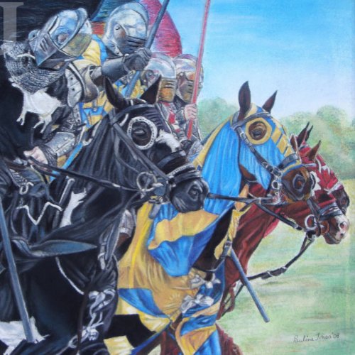 medieval knights jousting on horses historic art jigsaw puzzle