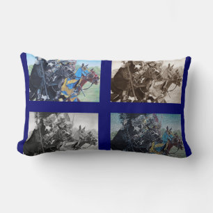 medieval knights jousting on horses historic art lumbar pillow