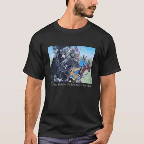 medieval knights jousting on horses historic art T_Shirt