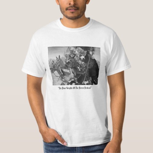 medieval knights jousting on horses historic art T_Shirt