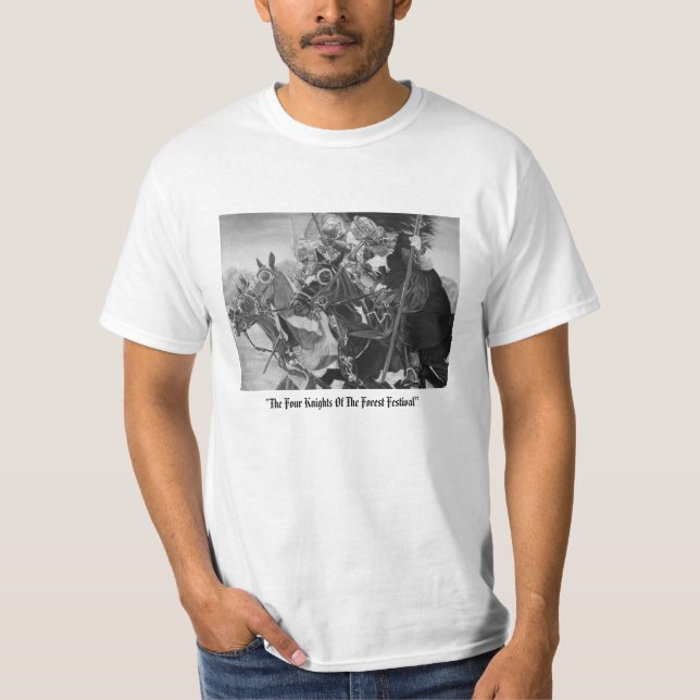 medieval knights jousting on horses historic art T-Shirt (Front)