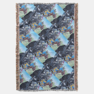 medieval knights jousting on horses historic art throw blanket