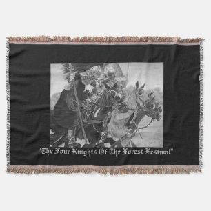 medieval knights jousting on horses historic art throw blanket