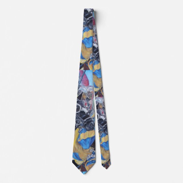medieval knights jousting on horses historic art tie (Front)