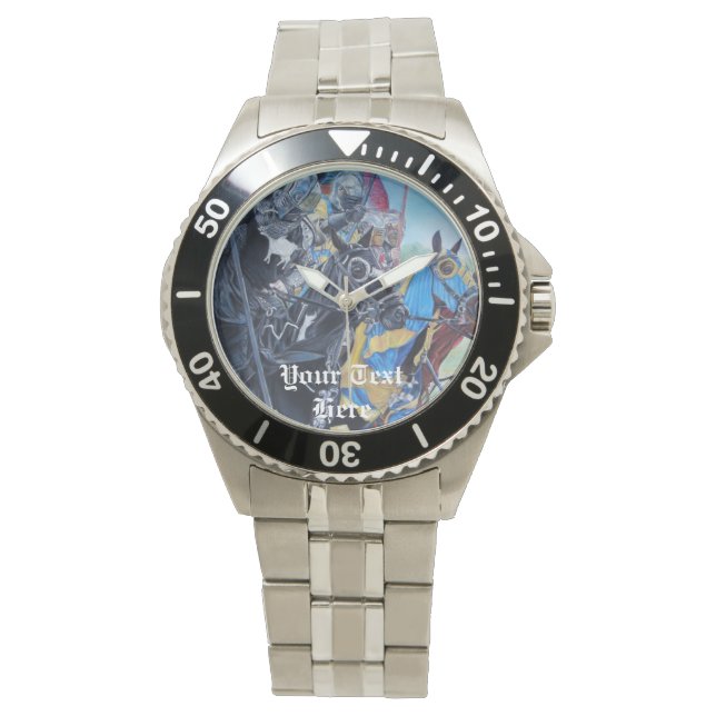 medieval knights jousting on horses historic art watch (Front)