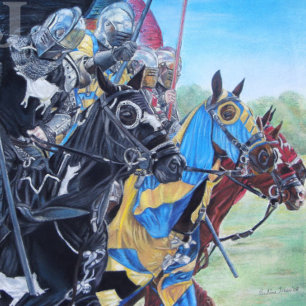 medieval knights jousting on horses historic jigsaw puzzle