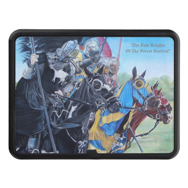 medieval knights jousting on horses hitch cover (Front)