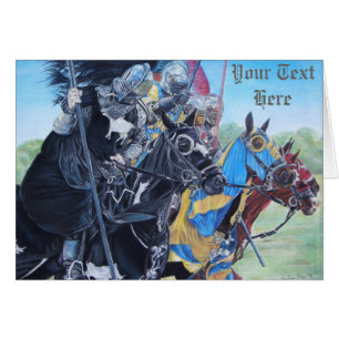 medieval knights jousting on horses original art cards