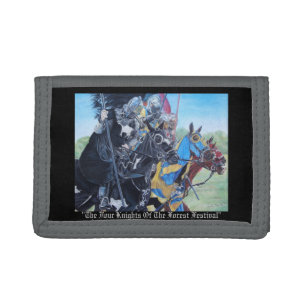 medieval knights jousting on horses trifold wallet