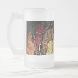 Medieval Knights of the Round Table Frosted Glass Beer Mug