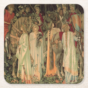 Medieval Knights of the Round Table Square Paper Coaster